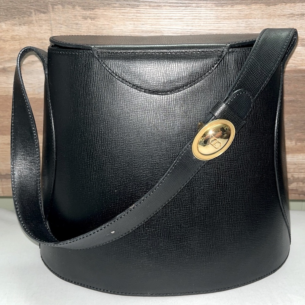 Christian Dior Gold Logo Accent Black Leather Handle Bag Dior Dusty - Picture 6 of 15